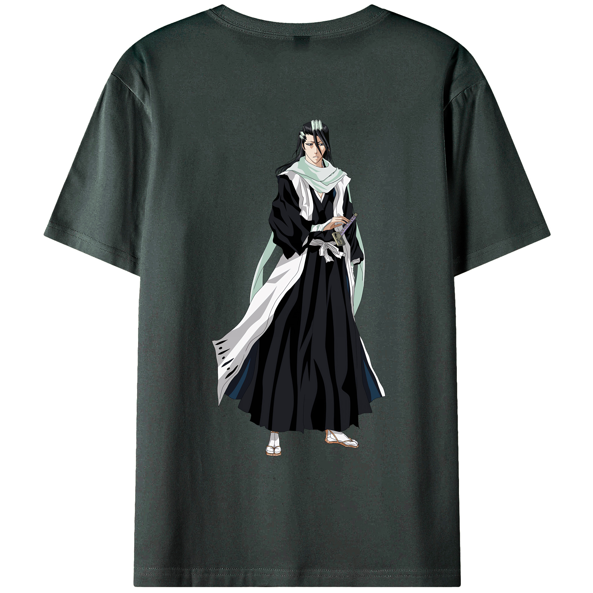 （画像用） ブリーチ くちき びゃくや BLEACH Kuchiki Byakuya 綿100％ メンズ半袖Tシャツ（バックプリント） 通気性